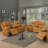 Leather Recliner Sofa Set, Leather Reclining Sofa Set for Living Room Furniture Sets,Beige Recliner Couch Set