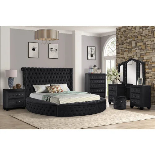 Queen 5 Pc Vanity Bedroom Set Made With Wood