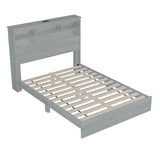 4-Pieces Bedroom Sets Queen Size Vintage Wooden Bed Frame with 2 Nightstands