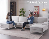 Sectional Couches with Ottomans- 6 Seater, U Shaped Sofa for Living Room, Oversize