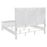 Cream White Beach King Wood Panel Bed Frame
