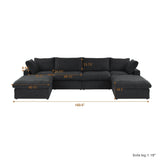 Sectional Sofa with 2 Storage Ottomans 160.6" Down Filled Comfort U Shaped Sofa