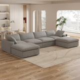 Sectional Sofa with 2 Storage Ottomans 160.6" Down Filled Comfort U Shaped Sofa