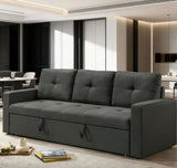 Fabric Upholstered Sleeper Sofa with Tufted Cushions