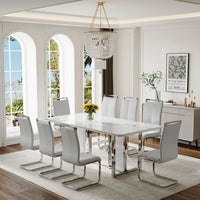 Height Dining Table Set, 9 Piece Dining Room Table Set for Kitchen and Living Room Furniture