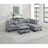 Segmented sofa set, footstool with storage, plush cushion sofa, gray linen sofa