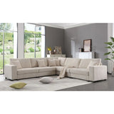 Sectional Sofa Set,Corduroy Upholstered Deep Seat Comfy Sofa Beige