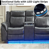 Power Recliner Sectional Sofa Couches With LED Light For Living Room, Reclining Couch Sets