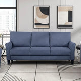 sofa set, blue soft cushion sofa, couple's chair, plush seat, solid wood living room furniture