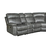 Faux Leather Curved Sectional Loveseat with Power Recliners and Storage Consoles