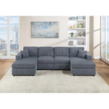Modern Dark Gray 2pc Sectional Set Corduroy Couch  Chaise Armless Loveseat Living Room Furniture