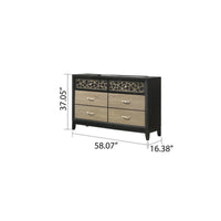 King 5PC Bedroom set Made with Wood in Black and Natural