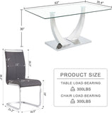 Glass Dining Table Set for 4,Modern Dining Room Table Set for 4, Kitchen Table