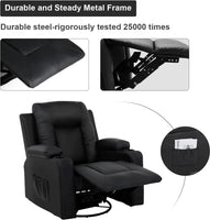 Recliner Chair Set, Leather Recliner Living Room Furniture Sets, Recliner Sofa Loveseat (Black,Living Room Set 3+2+1)