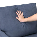sofa set, blue soft cushion sofa, couple's chair, plush seat, solid wood living room furniture