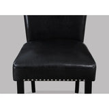 Dining Table Set - White Marble & Black Finish, Black Faux Leather Upholstered Chairs