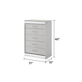 White Wood Queen Bedroom Set with LED Headboard, Modern Glam Design