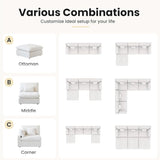 Cloud Couch 120''  Modern Sectional Sofa for Living Room Down Filled Couch with Ottoman U Shaped 5 Seater
