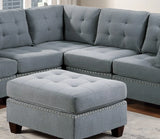 Living Room Sofa Corner Unit Tufted Nailhead Sofa Gray Linen 3x Corner Wedge 2x Armless