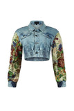winter fashion print color matching denim jeans