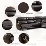 recliner.Power Reclining Sectional Couches for Living Room with Console, Leather L-Shaped Couch