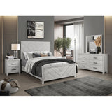 Bedroom Set Made with Wood in Gray, Includes a Bed, Nightstand, Dresser, and Mirror