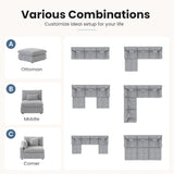 Modular Sectional Sofa for Living Room 160" Cloud Couch Down Filled U Shaped Couch with Ottoman Modern