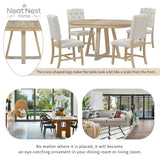 Dining Set, Round Table with a 16"W Leaf and 4 Upholstered Chairs for Dining Room and Living Room