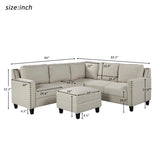 Living Room Rivet Modern Upholstered Sofa Set with cushions