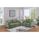 Sofa Set with Pillows, Square Arm Plush Couch & Loveseat for Classic Living Room