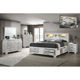 Modern Style Queen 5PC Bedroom Set, White Wood