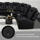 Power Recliner Sofa Sectional Couches with LED Light for Living Room,Leather Reclining