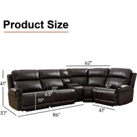 recliner.Power Reclining Sectional Couches for Living Room with Console, Leather L-Shaped Couch