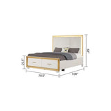 Style 4PC King Bedroom Set Made with Wood & Gold Finish