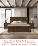 3-Piece Wood Bedroom Set with Queen Panel Bed and 2 Nightstands