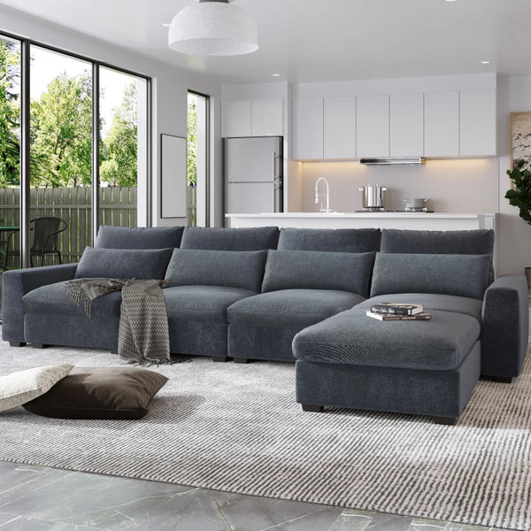 Sectional Sofa, Convertible Sofa Couch with Reversible Chaise for Living Room