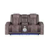 Power Reclining Sofa and Loveseat Set with Power Headrest, LED Lighting