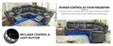 Power Recliner Sectional Sofa Couches With LED Light For Living Room, Reclining Couch Sets