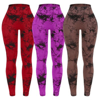 3 Piece Workout Leggings Sets for Women High Waisted Tie Dye Gym Scrunch Butt Lifting Seamless Yoga