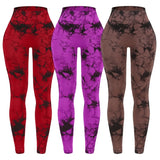 3 Piece Workout Leggings Sets for Women High Waisted Tie Dye Gym Scrunch Butt Lifting Seamless Yoga
