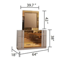 modern elegance Tufted Upholstery Bedroom set made with Wood, Includes Bed, Nightstand, Dresser with Mirror