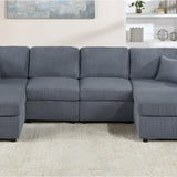 Modern Dark Gray 2pc Sectional Set Corduroy Couch  Chaise Armless Loveseat Living Room Furniture