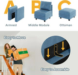 Sectional Sofa Set Convertible Loveseat and Chaise Couch Sleeper with Storage Seats for Living Room