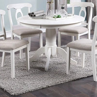 Dining Room 5pc Set Round Table 4x side Chairs Cushion Fabric Upholstery Seat Rubberwood Black Color Furniture