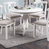 Dining Room 5pc Set Round Table 4x side Chairs Cushion Fabric Upholstery Seat Rubberwood Black Color Furniture