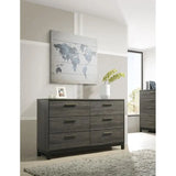 King Size Wood Bedroom Set, Antique Grey Finish Bed, Dresser, Mirror, Night
