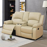 Leather Reclining Sofa Set for Living Room Set, Recliner Sofa with Drop Down Table/Double Recliner