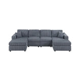 Modern Dark Gray 2pc Sectional Set Corduroy Couch  Chaise Armless Loveseat Living Room Furniture