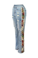 winter fashion print color matching denim jeans