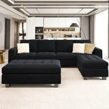 4-Seat  Sectional Sofa with Reversible Chaise L Shaped Sofa Couch Furniture Sets Sectional Couch with Ottoman